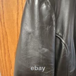 Brooks Leather Sportswear Men's Black Leather Motorcycle Fur Lined Zip44/46