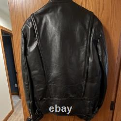 Brooks Leather Sportswear Men's Black Leather Motorcycle Fur Lined Zip44/46