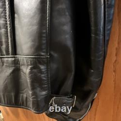 Brooks Leather Sportswear Men's Black Leather Motorcycle Fur Lined Zip44/46