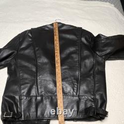 Brooks Leather Sportswear Men's Black Leather Motorcycle Fur Lined Zip44/46