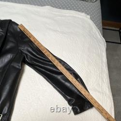 Brooks Leather Sportswear Men's Black Leather Motorcycle Fur Lined Zip44/46