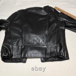 Brooks Leather Sportswear Men's Black Leather Motorcycle Fur Lined Zip44/46