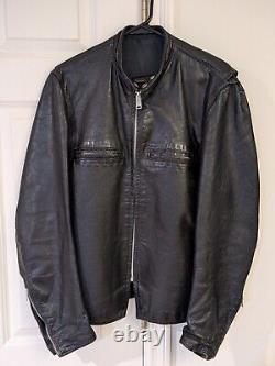 Brooks leather jacket Vintage Black Size 38 Small Medium Motorcycle Cafe Racer