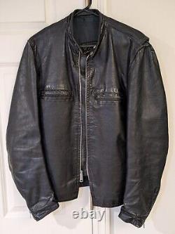 Brooks leather jacket Vintage Black Size 38 Small Medium Motorcycle Cafe Racer