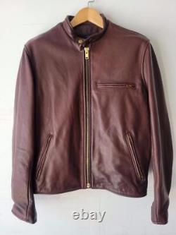 Brown Leather Motorcycle Jacket Team MR. Cafe Racer Made in the USA 40