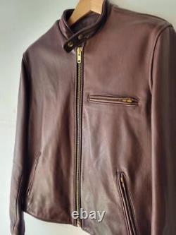 Brown Leather Motorcycle Jacket Team MR. Cafe Racer Made in the USA 40