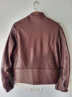 Brown Leather Motorcycle Jacket Team MR. Cafe Racer Made in the USA 40