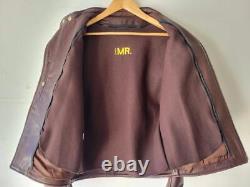 Brown Leather Motorcycle Jacket Team MR. Cafe Racer Made in the USA 40