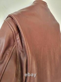 Brown Leather Motorcycle Jacket Team MR. Cafe Racer Made in the USA 40