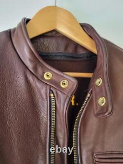 Brown Leather Motorcycle Jacket Team MR. Cafe Racer Made in the USA 40