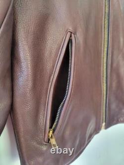 Brown Leather Motorcycle Jacket Team MR. Cafe Racer Made in the USA 40