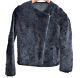 Brunello Cucinelli Black Mouton Shearling Leather Fur Motorcycle Jacket Coat 40