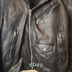 Buck Mason Motorcycle Jacket Black Leather Mens Size Large Moto Zip Pockets