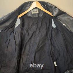 Buck Mason Motorcycle Jacket Black Leather Mens Size Large Moto Zip Pockets