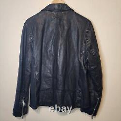 Buck Mason Motorcycle Jacket Black Leather Mens Size Large Moto Zip Pockets