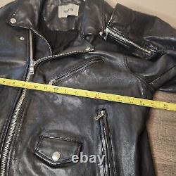 Buck Mason Motorcycle Jacket Black Leather Mens Size Large Moto Zip Pockets