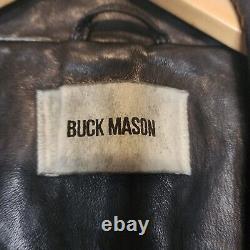 Buck Mason Motorcycle Jacket Black Leather Mens Size Large Moto Zip Pockets