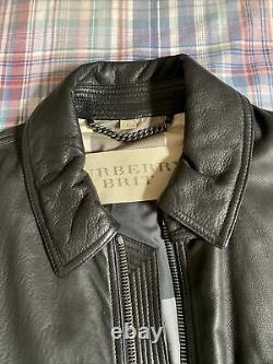 Burberry Brit / Aviator Size M Slimfit Leather Bomber Jacket