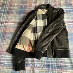 Burberry Brit / Aviator Size M Slimfit Leather Bomber Jacket