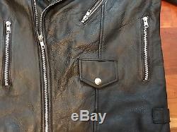 Burberry Brit Black Leather Motorcycle Zipper Jacket Fits Like Mens SMALL Zipper
