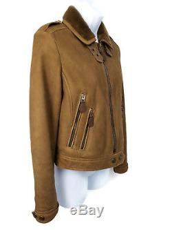 Burberry Brit Lambskin Real Shearing Jacket Strap Collar women's Size 8 Mint