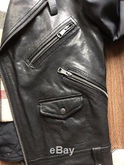 Burberry Brit Men's Leather Biker Jacket Size Medium