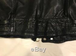 Burberry Brit Mens Black Leather Biker Jacket Size XL