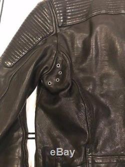 Burberry Brit Mens Black Leather Biker Jacket Size XL