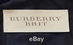 Burberry Jacket Suede Leather Navy Field Coat Waist Belt S UK 8 BURBERRY BRIT