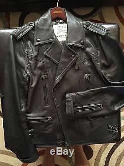Burberry London Leather Jacket Biker Men's Black 50 Medium