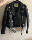 Burberry Prorsum Black Leather Motorcycle Jacket Sz36