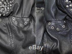 Burberry Prorsum Black Leather Silver Studded Leather Biker Jacket IT 46/ US 36