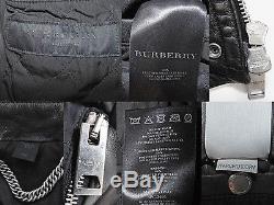 Burberry Prorsum Black Ribbed Leather Buckled Biker Motorcycle Jacket IT56 US46
