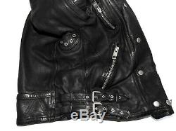 Burberry Prorsum Black Ribbed Leather Buckled Moto Biker Runway Jacket Sz IT 46