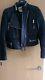 Burberry black leather biker style jacket size 10