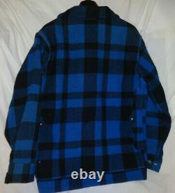 CC FILSON Mens Black & Blue Mackinaw Wool Cruiser Jacket Sz 44
