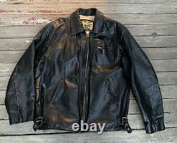 CHEVIGNON Black Leather Motorcycle Jacket L