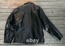 CHEVIGNON Black Leather Motorcycle Jacket L