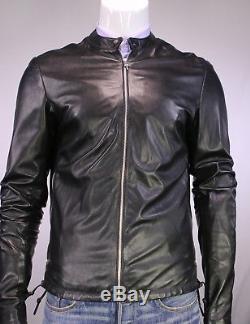 CHROME HEARTS Recent Authentic Black Zip Front Biker Leather Jacket Large