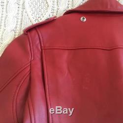 COACH 1941 Womens ICON Red-Cardinal Genuine Leather Moto Motorcycle Jacket $1250