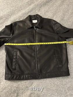 COLE HAAN LAMBSKIN LEATHER ZIP UP JACKET MENS XXL withPOCKETS Black