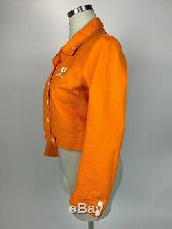 COURREGES Vintage 1960s Orange Iconic Moto Crop Vinyl Jacket 42 US 6 Excellent