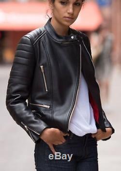 Céline Leather Biker Moto Jacket Black Size 36 AMAZING Authentic
