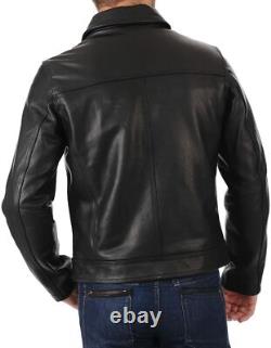 Cafe Racer Men's Motorcycle Leather Jacket Moto Brown Genuine Lambskin Leather