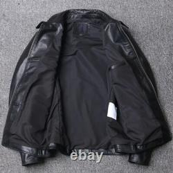 Cafe Racer Men's Motorcycle Leather Jacket Moto Brown Genuine Lambskin Leather
