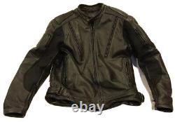 Cafe Racer Motorcycle Leather Jacket Xelement Vents Biker Size M Armor