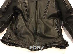 Cafe Racer Motorcycle Leather Jacket Xelement Vents Biker Size M Armor