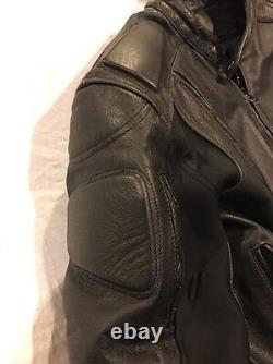 Cafe Racer Motorcycle Leather Jacket Xelement Vents Biker Size M Armor