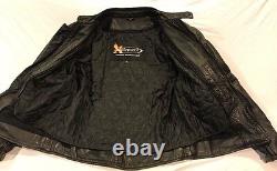 Cafe Racer Motorcycle Leather Jacket Xelement Vents Biker Size M Armor