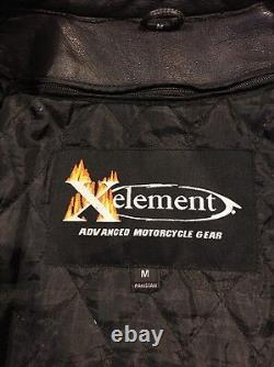 Cafe Racer Motorcycle Leather Jacket Xelement Vents Biker Size M Armor